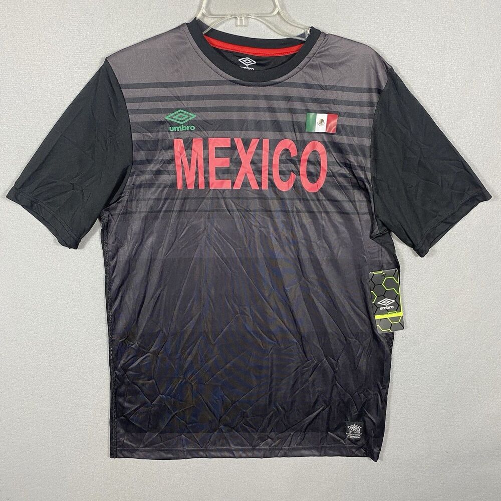 Umbro Mexico Futbol Soccer Jersey Shirt Black Mens Size Medium NWT
